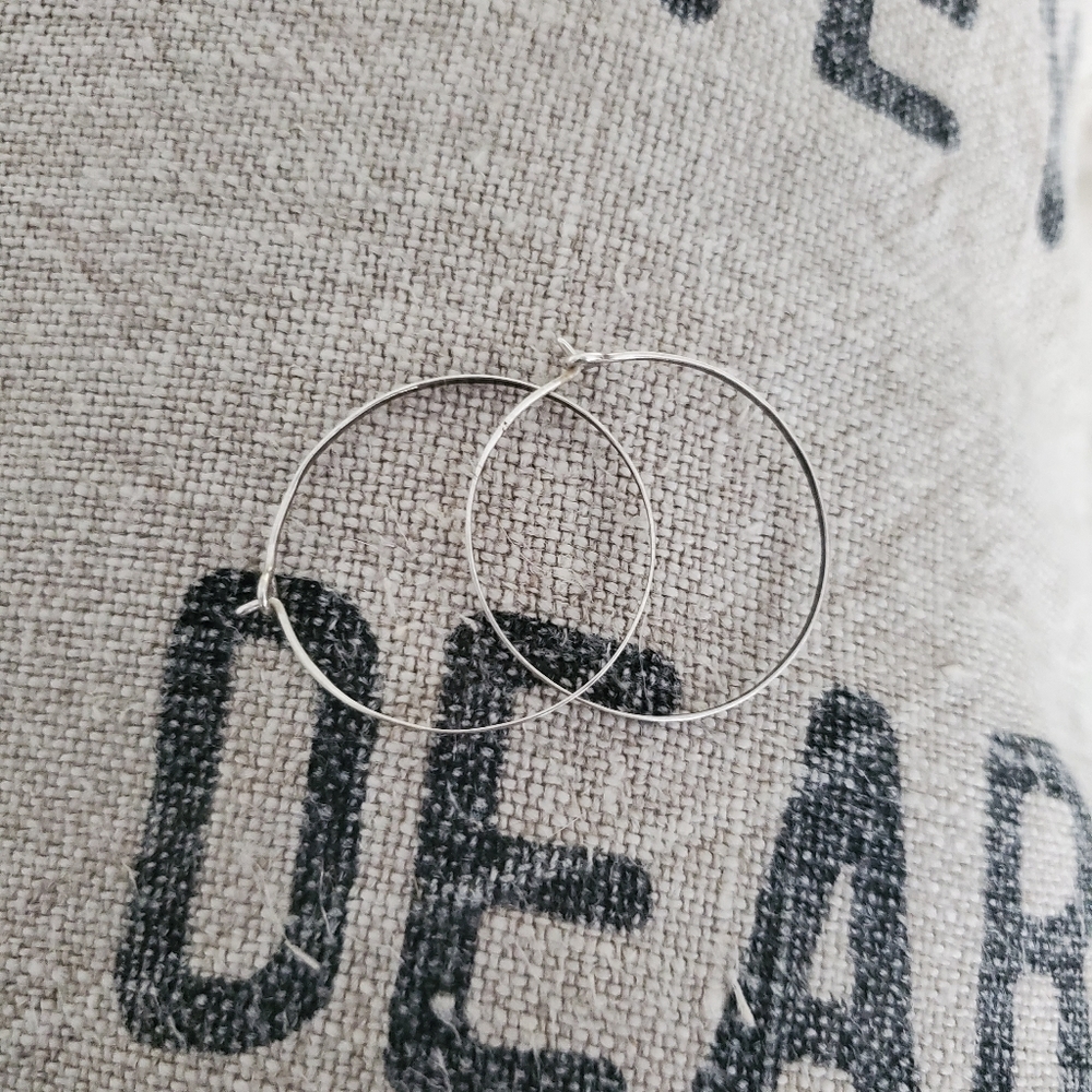 Satin silver hoops